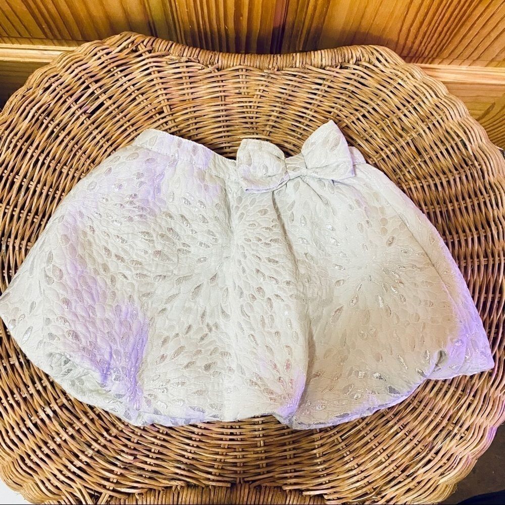 Baby Gap silver white bow puff dress holiday skirt